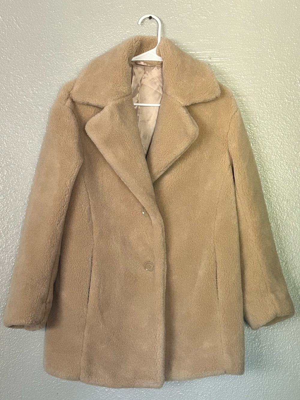 & Other Stories Stockholm Atelier Wool Blend Tailored Long Wrap Coat Beige S